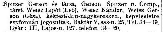 Spitzer Gerzson utcajegyzék